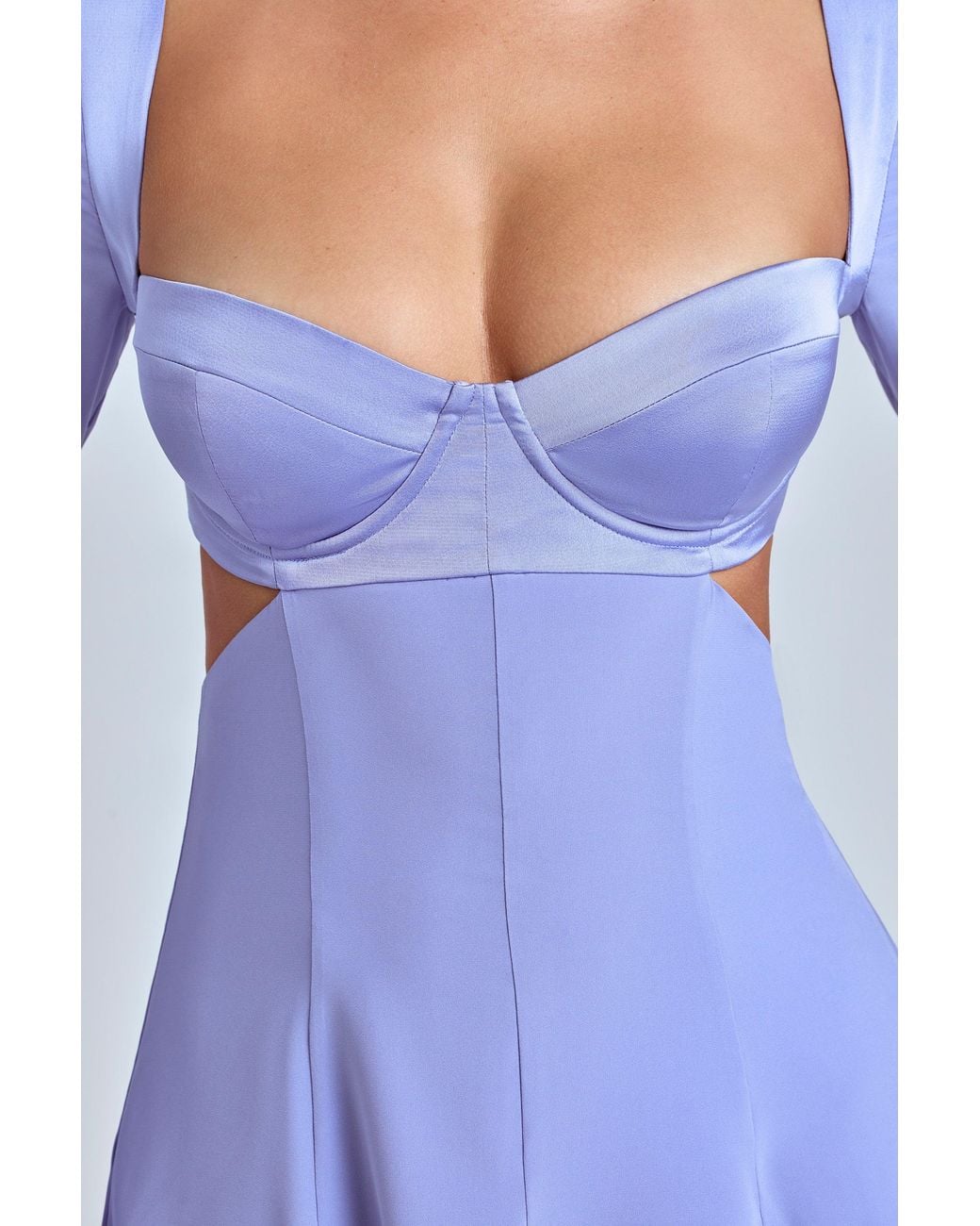 Oh Polly Blue Long Sleeve Godet Mini Dress