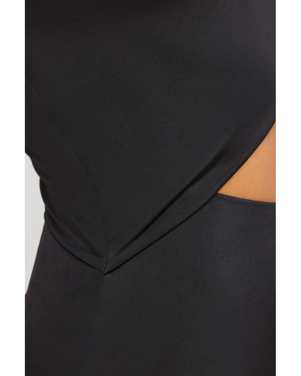 Oh Polly Black Jersey Asymmetric Cut Out Maxi Dress