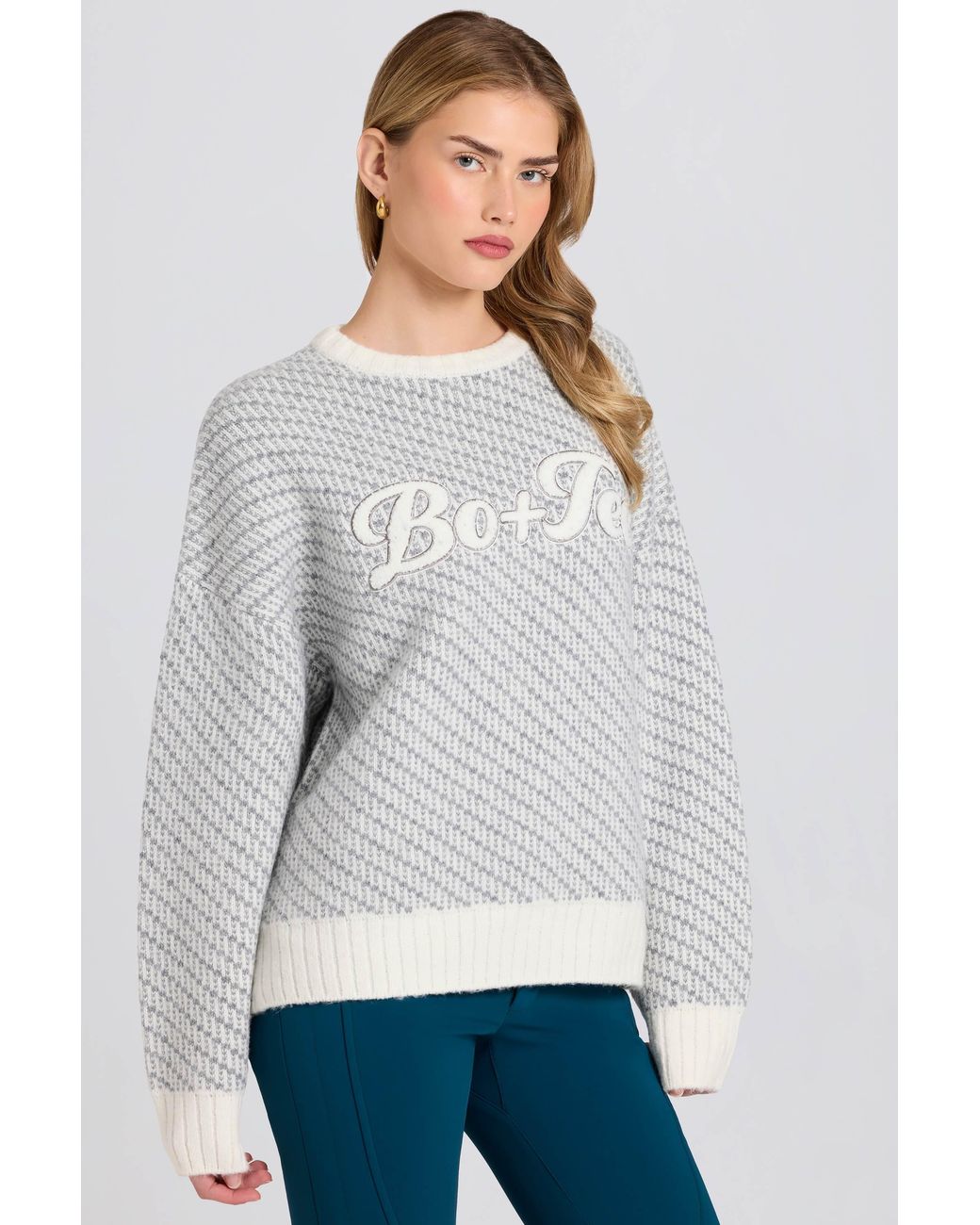 BO+TEE White Knit Logo Oversized Jumper