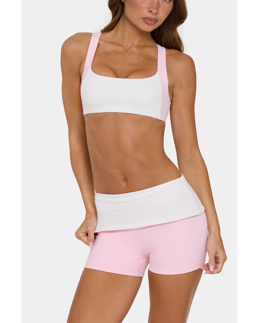 BO+TEE Pink Soft Active Foldover Mini Shorts