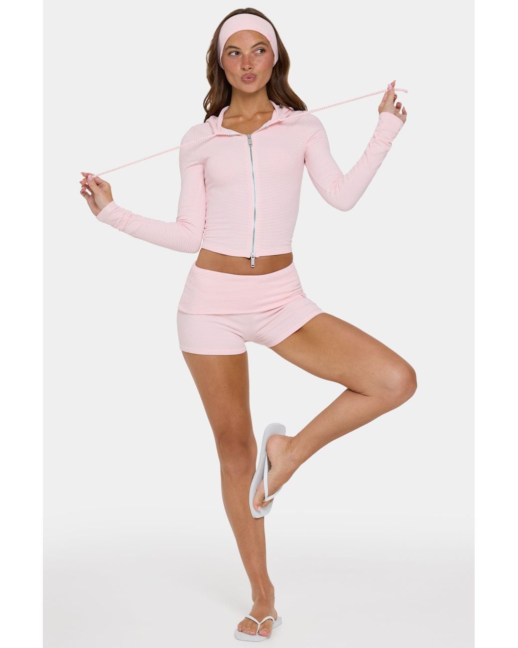 BO+TEE Pink Ribbed Jersey Mini Shorts