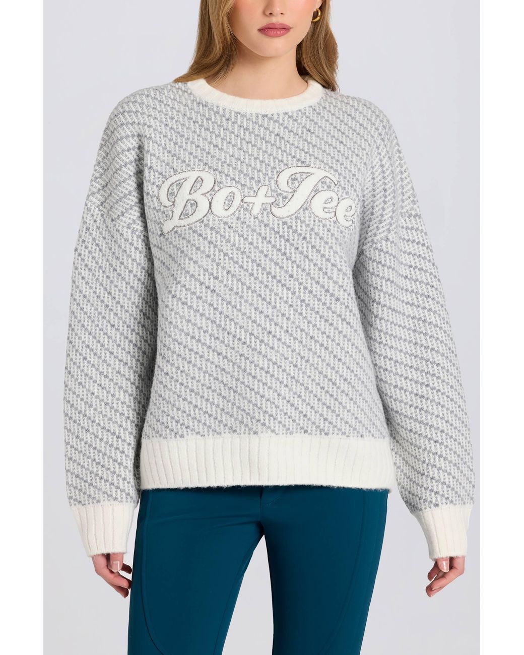 BO+TEE White Knit Logo Oversized Jumper