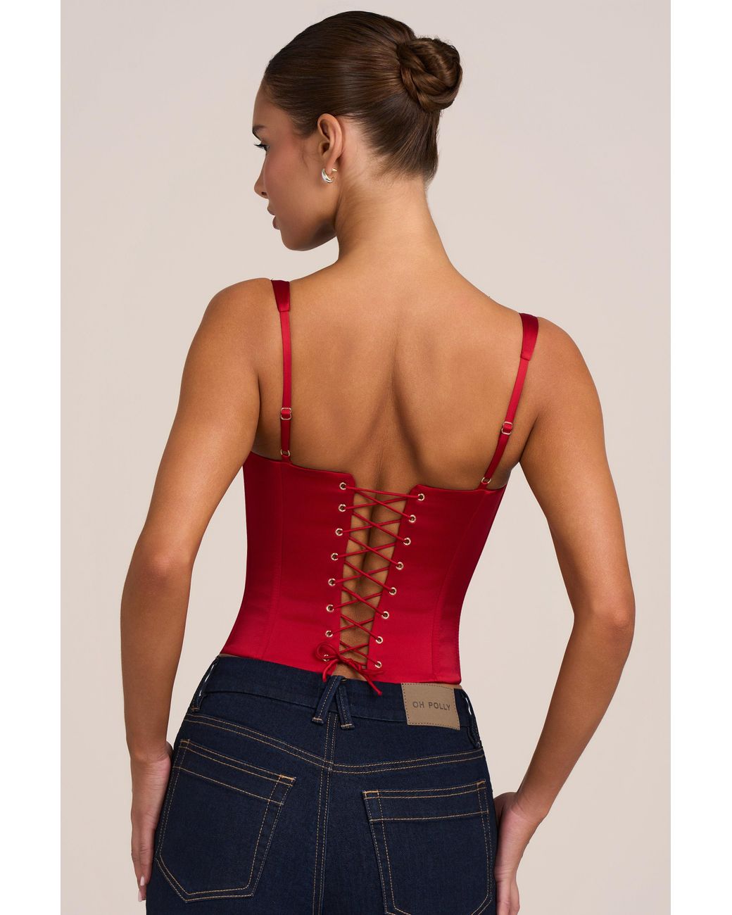 Oh Polly Red Satin Corset Top