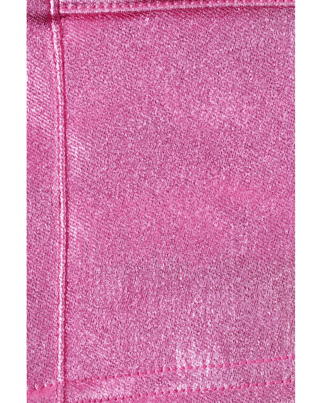 Oh Polly Pink Metallic Denim Mid-Rise Cargo Mini Skirt