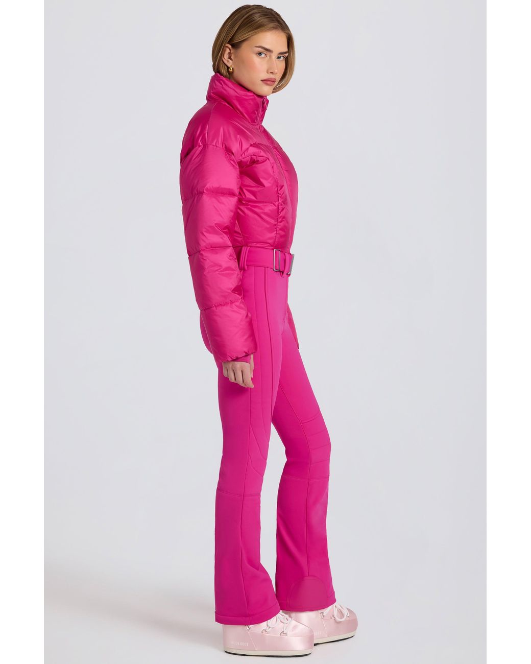 BO+TEE Pink Waterproof Padded Belted Ski Suit
