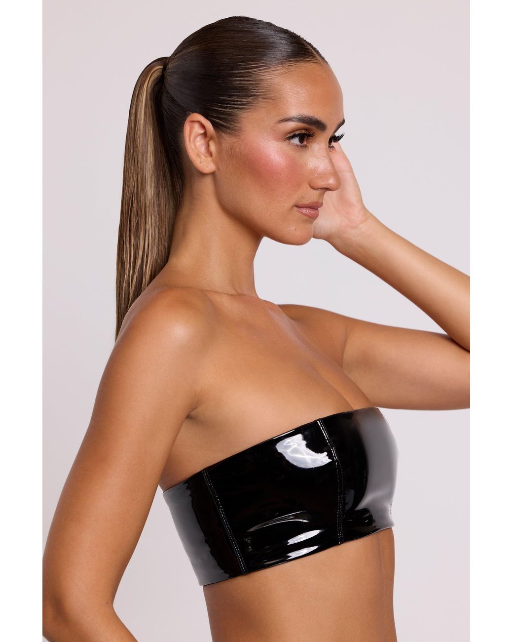 Oh Polly Black Vinyl Bandeau Bralette