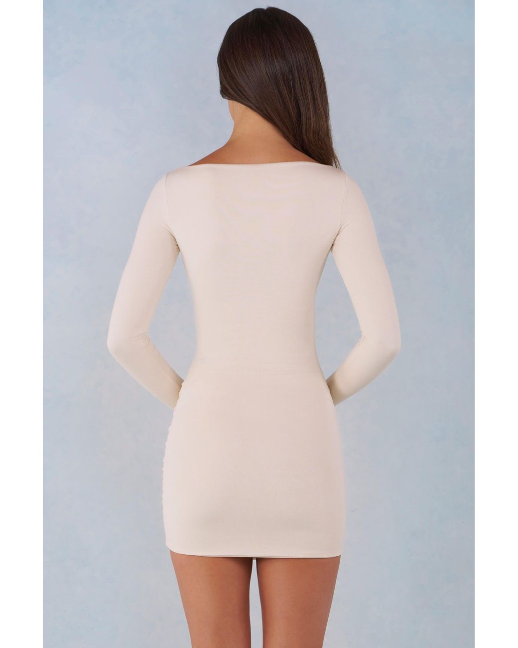 Oh Polly White Modal Long-Sleeve Mini Dress