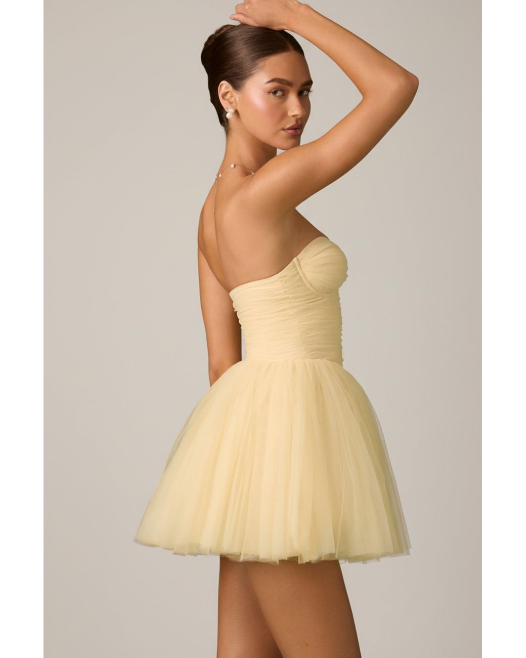 Oh Polly Yellow Tulle Corset Mini Dress