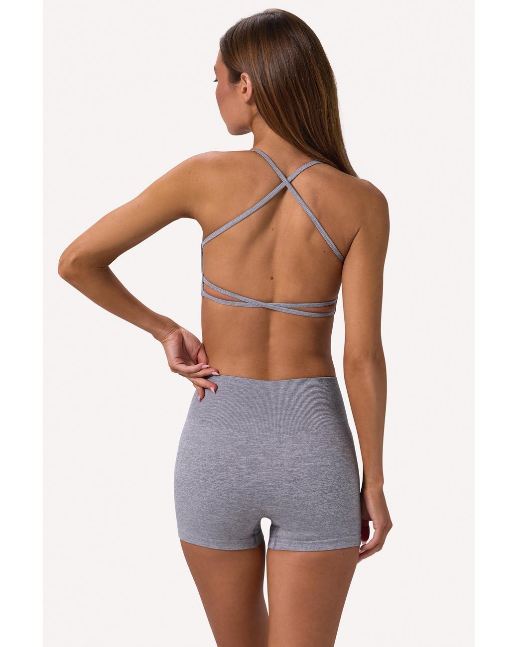 BO+TEE Gray Super Sculpt Seamless Backless Sports Bra