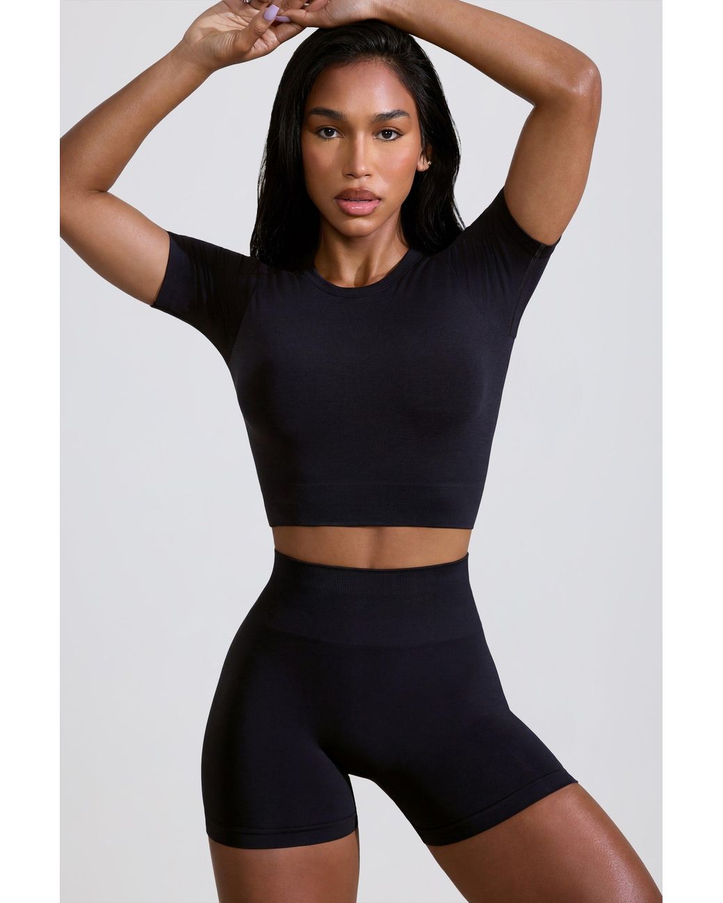 BO+TEE Black High Waist Define Luxe Mini Shorts