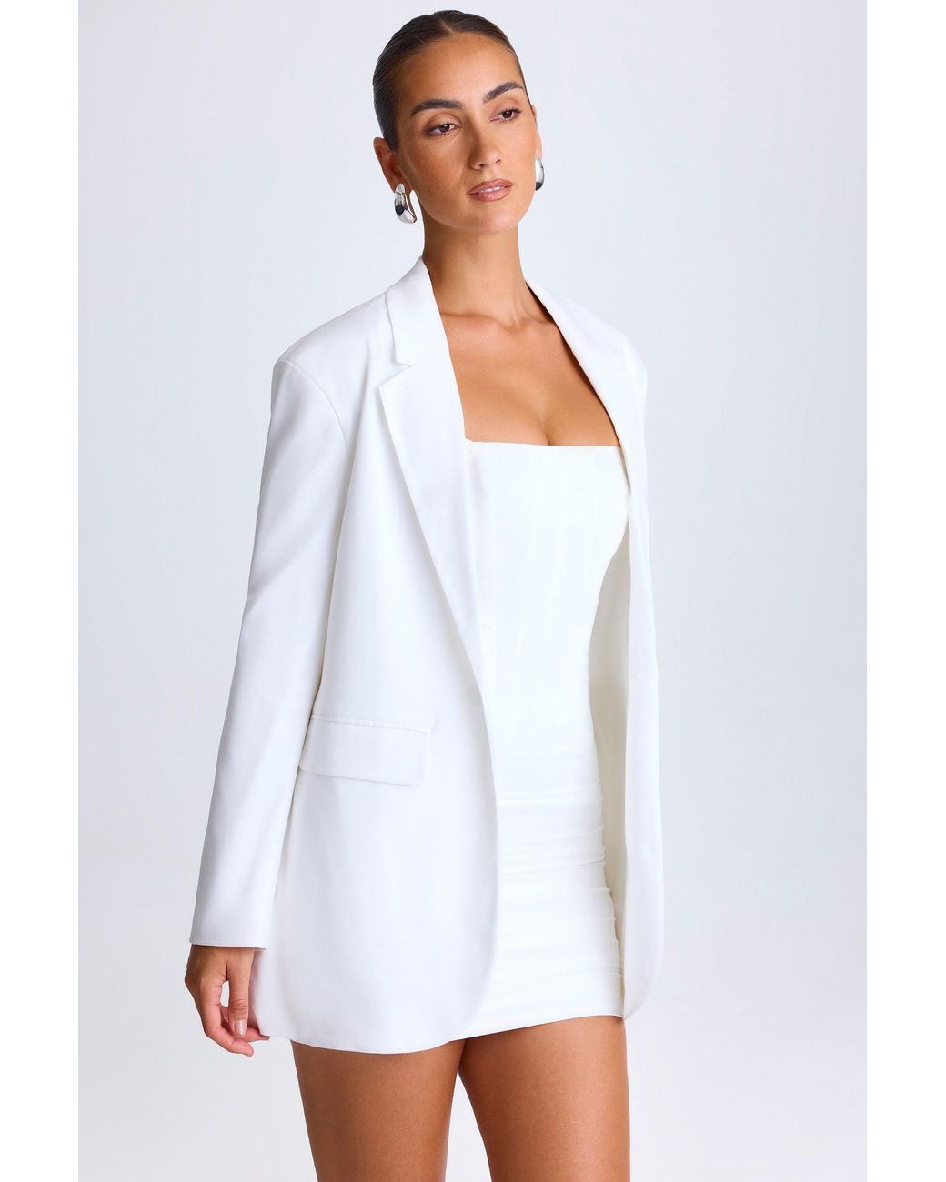 Oh Polly White Oversized Single-Breasted Blazer