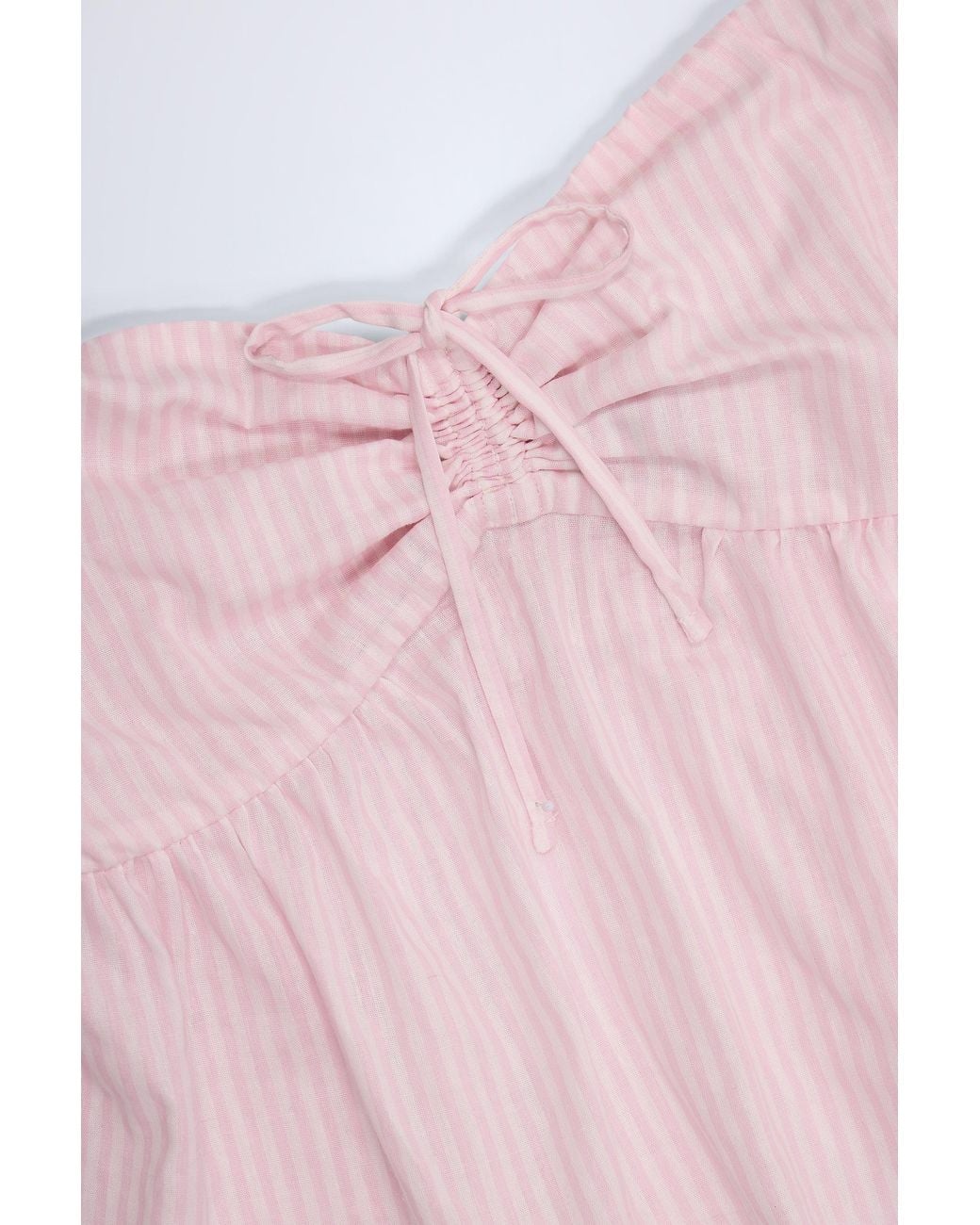 Oh Polly Pink Tie-Front Strapless Cotton-Poplin Crop Top