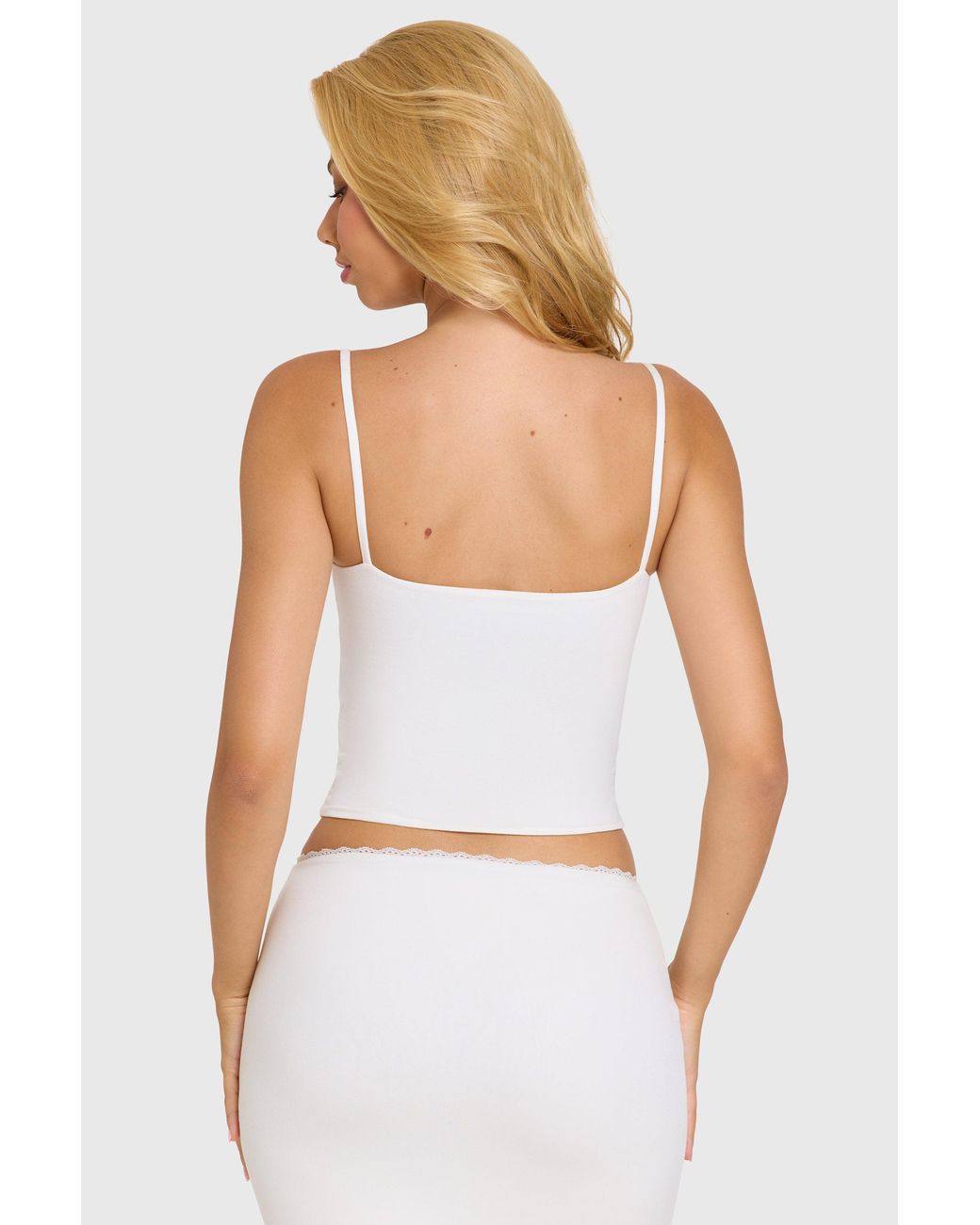 Oh Polly White Modal Lace-Trim Top