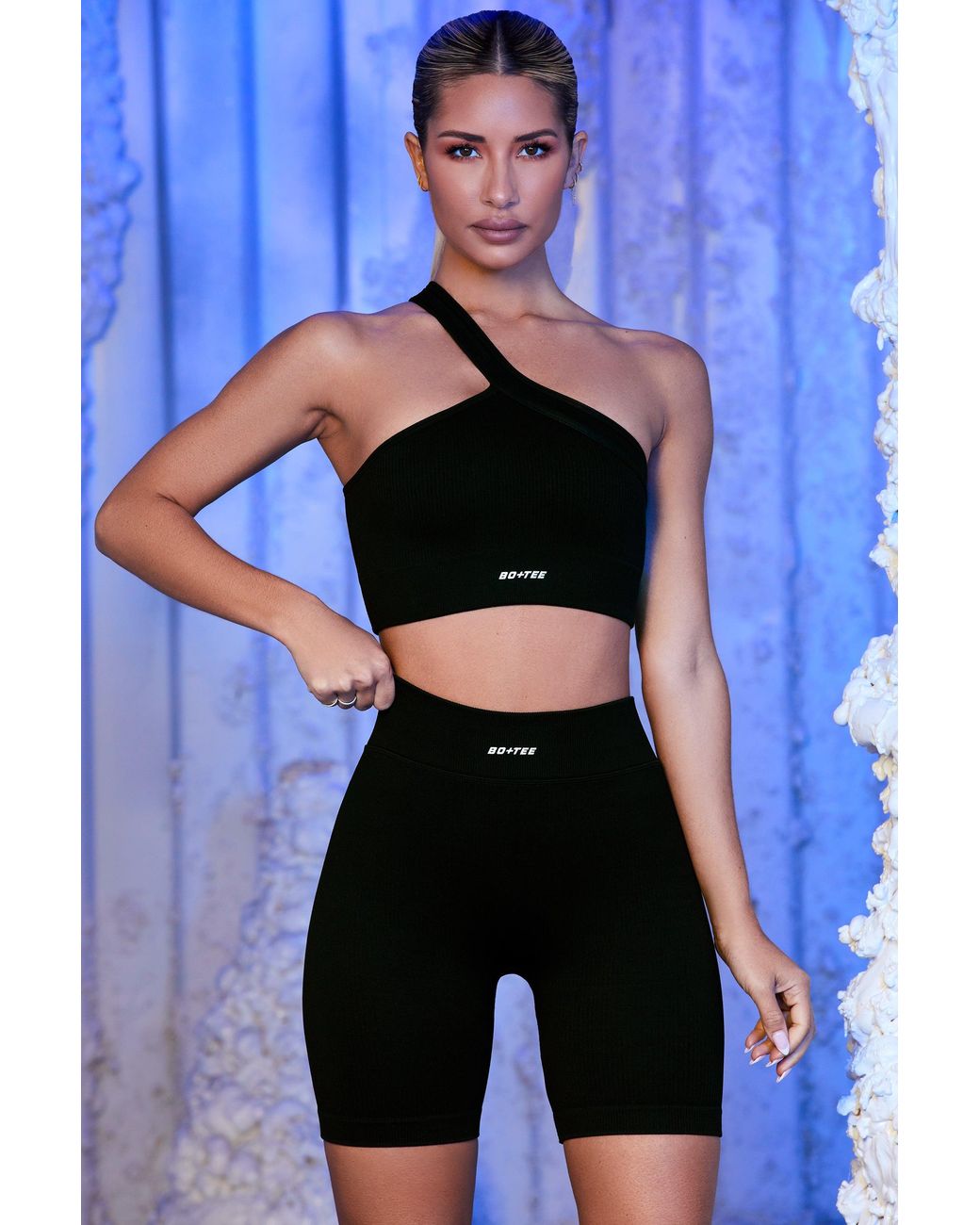 BO+TEE Black Ribbed Biker Shorts