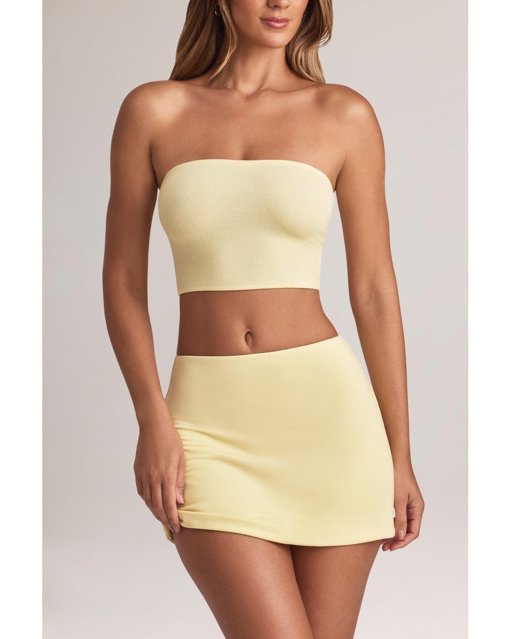 Oh Polly Yellow Modal Strapless Crop Top