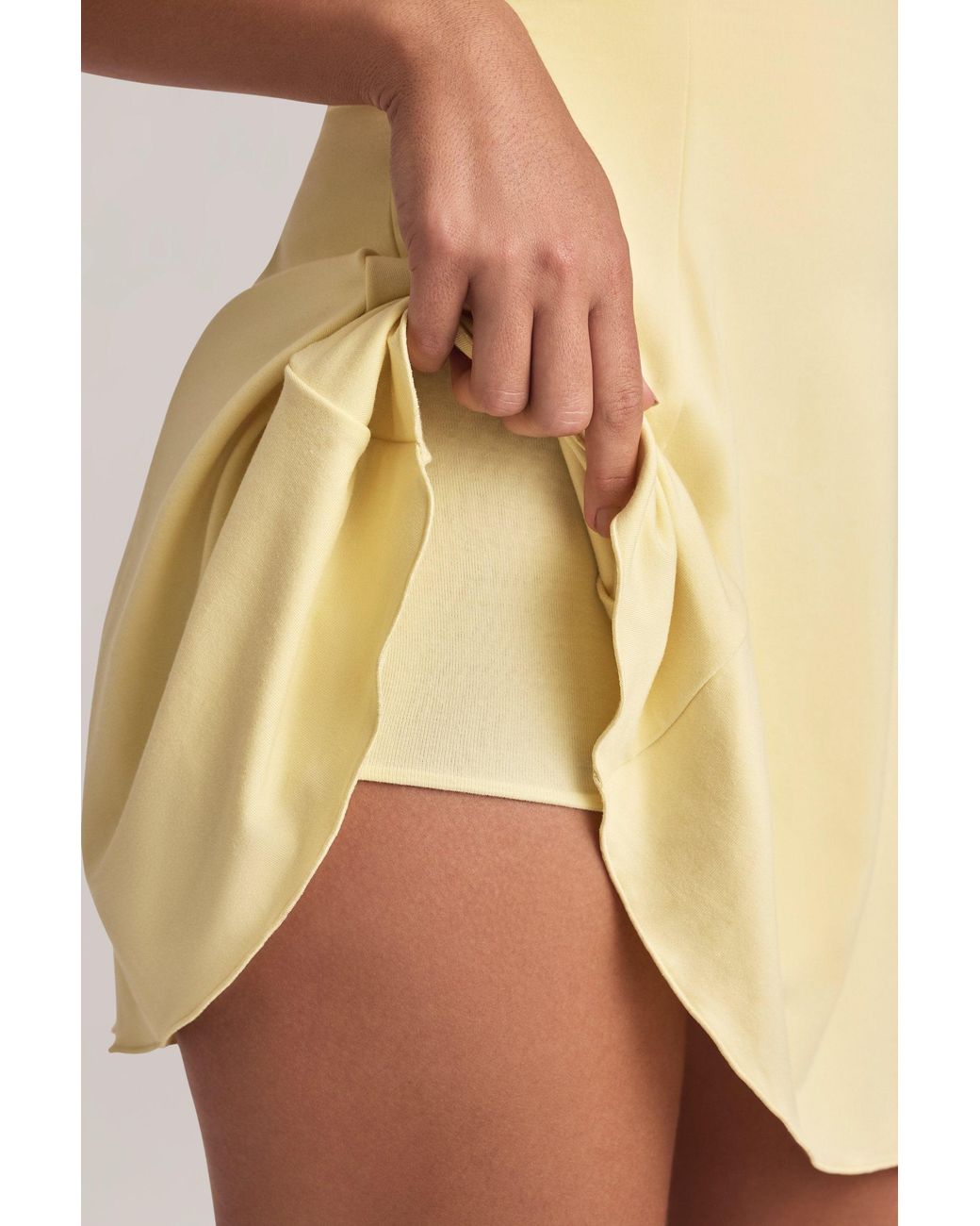 Oh Polly Yellow Modal Off-Shoulder A-Line Mini Dress