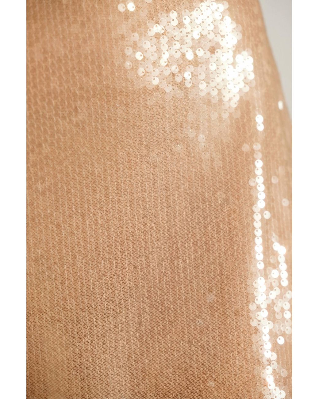 Oh Polly Natural Sheer Sequin One Shoulder Cut Out Maxi Dress