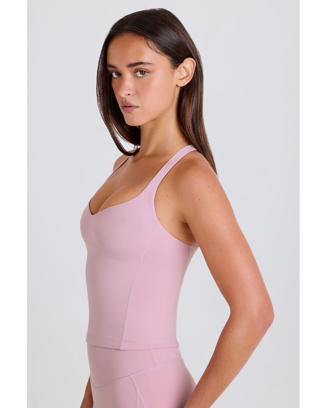 BO+TEE Pink Crossback Longline Tank Top