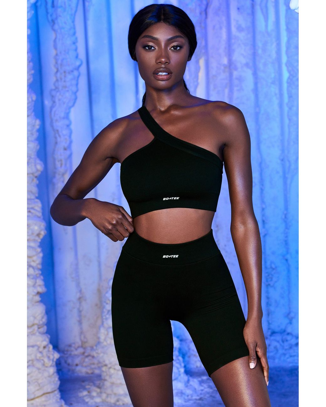 BO+TEE Black Ribbed Biker Shorts