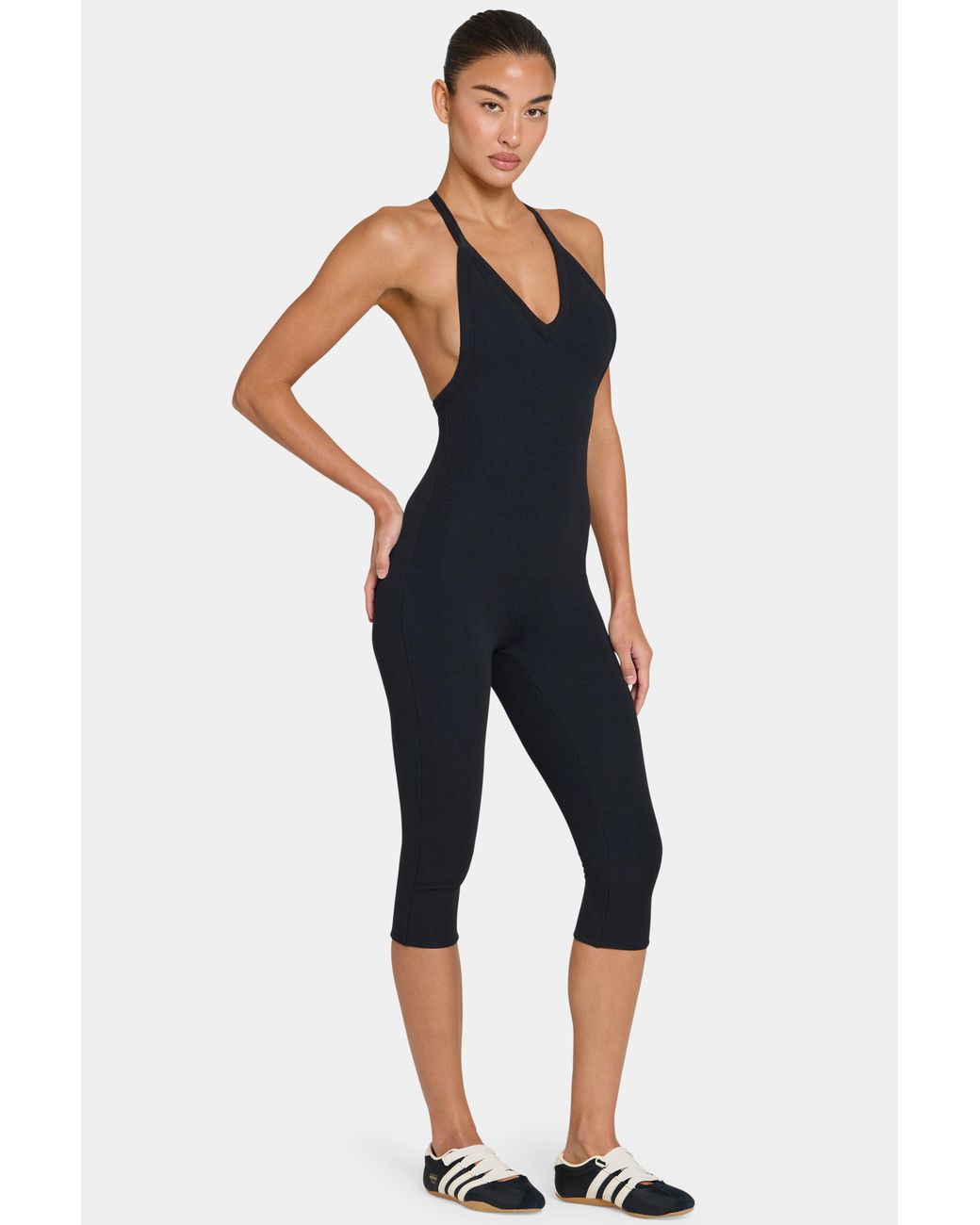 BO+TEE Black Buttercloud Capri Jumpsuit