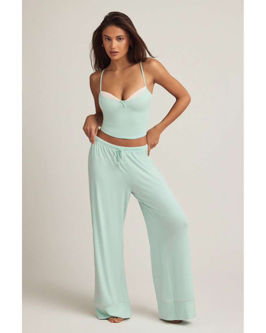 Oh Polly Green Modal Mid-Rise Pyjama Trousers