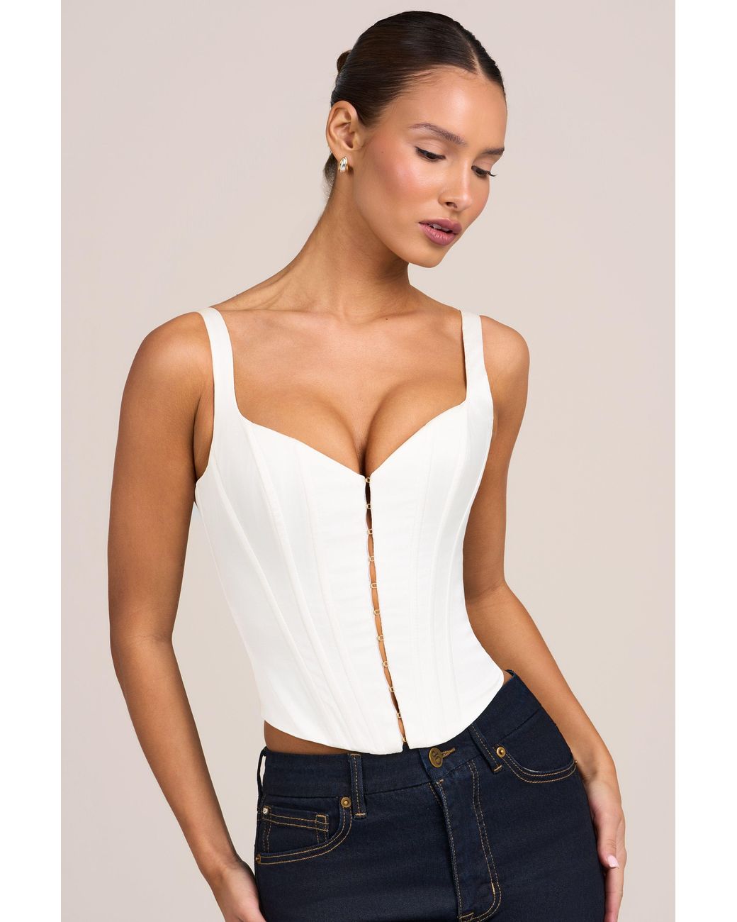 Oh Polly White Satin Corset Top