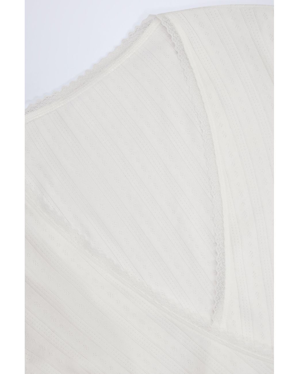 Oh Polly White Pointelle Wrap Crop Top