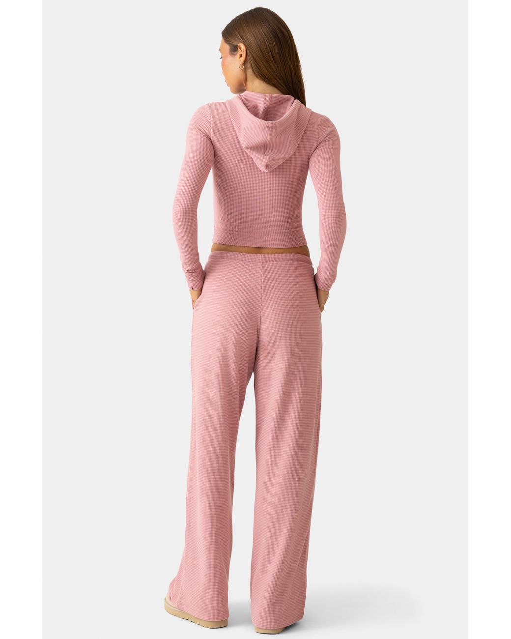 BO+TEE Pink Ribbed Jersey Low-Rise Trousers