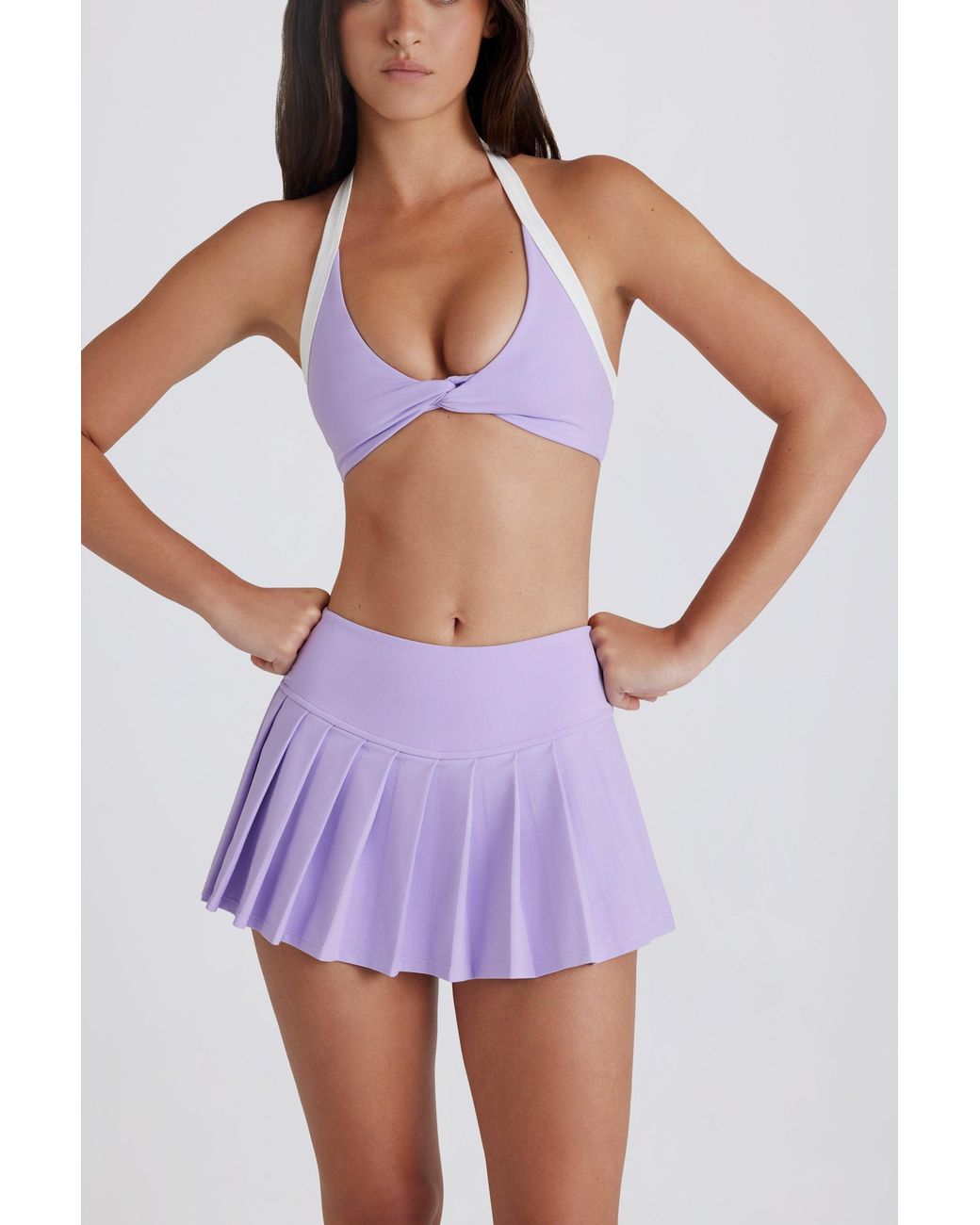 BO+TEE Purple Soft Active Low-Rise Pleated Tennis Skort