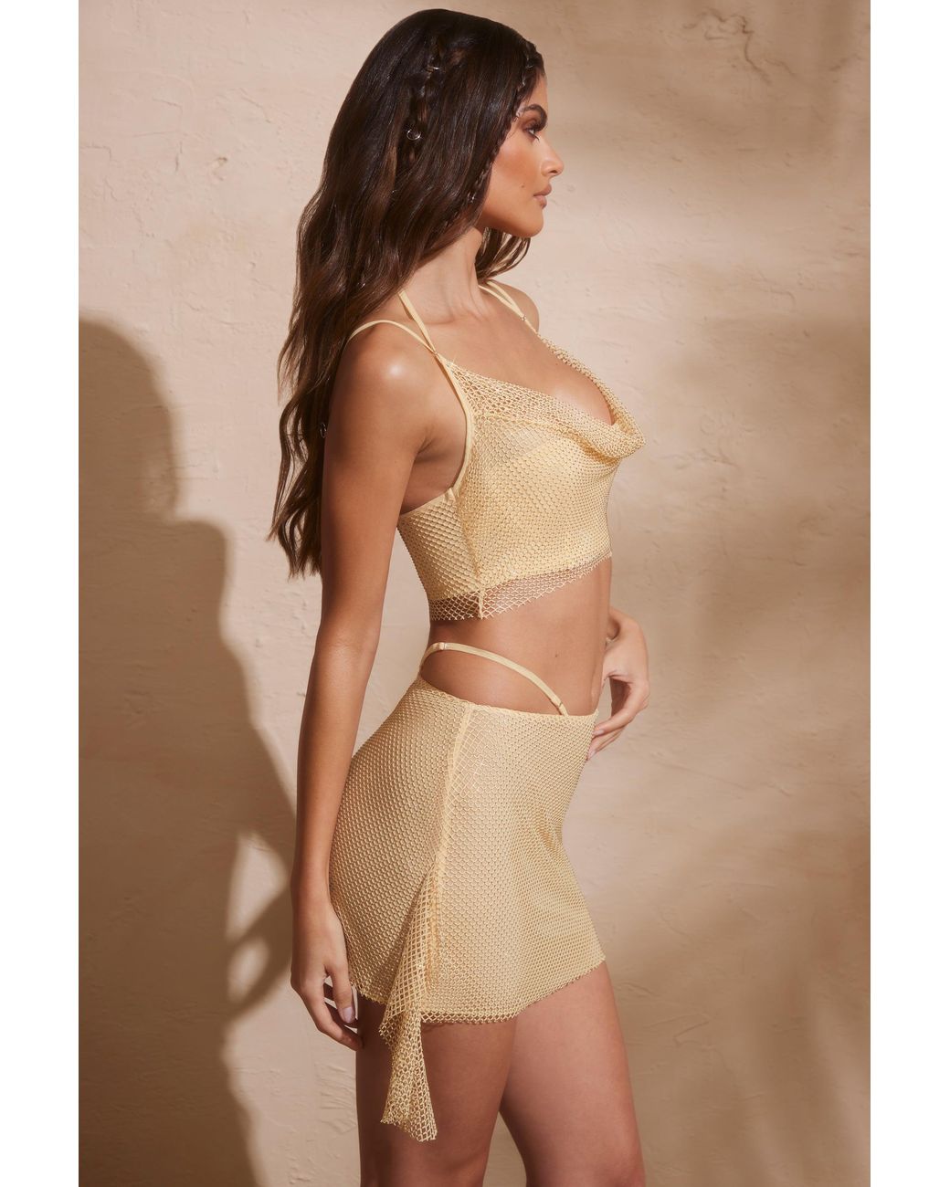 Oh Polly Metallic Embellished Strap Detail Mini Skirt