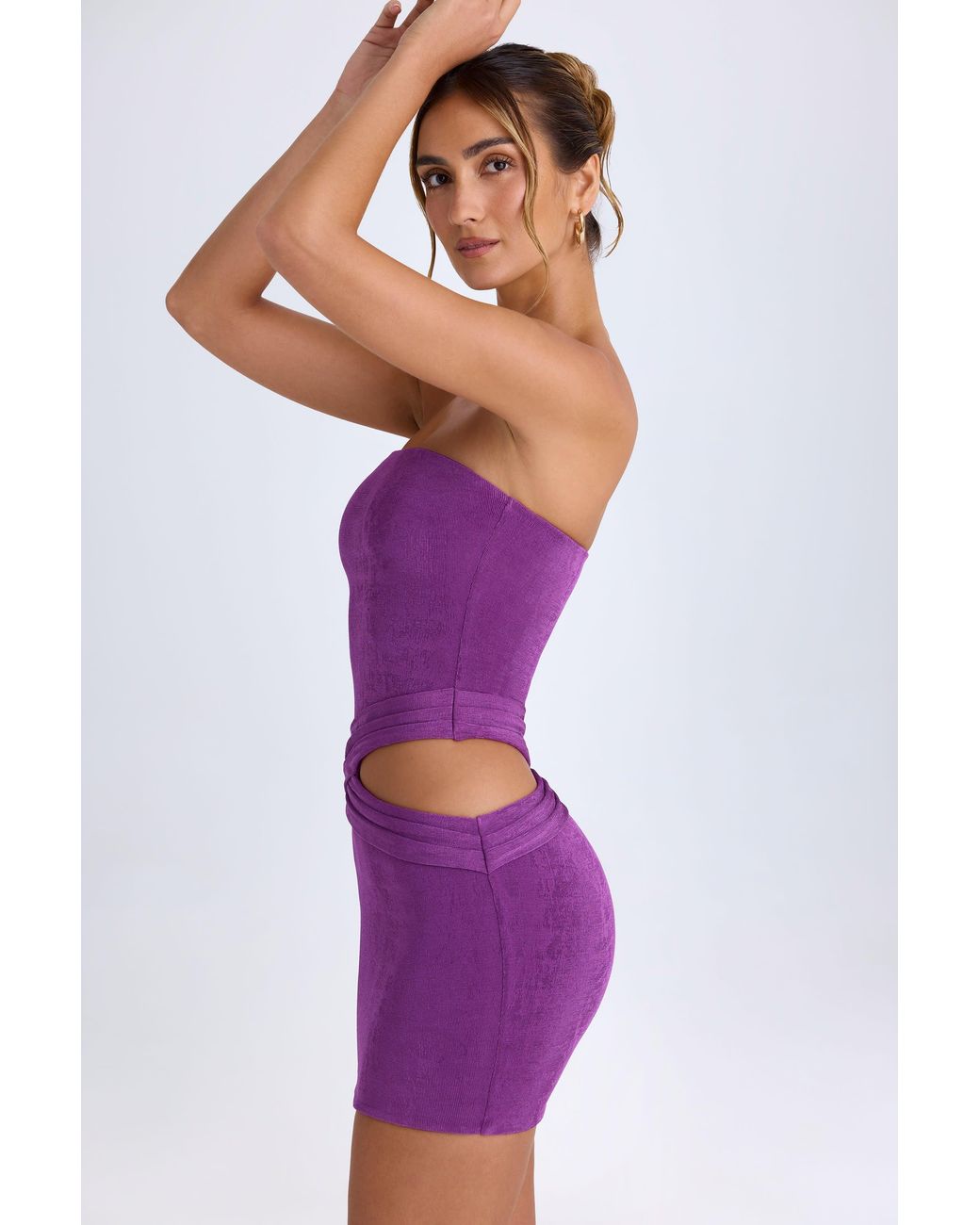 Oh Polly Purple Cut-Out Bandeau Mini Dress