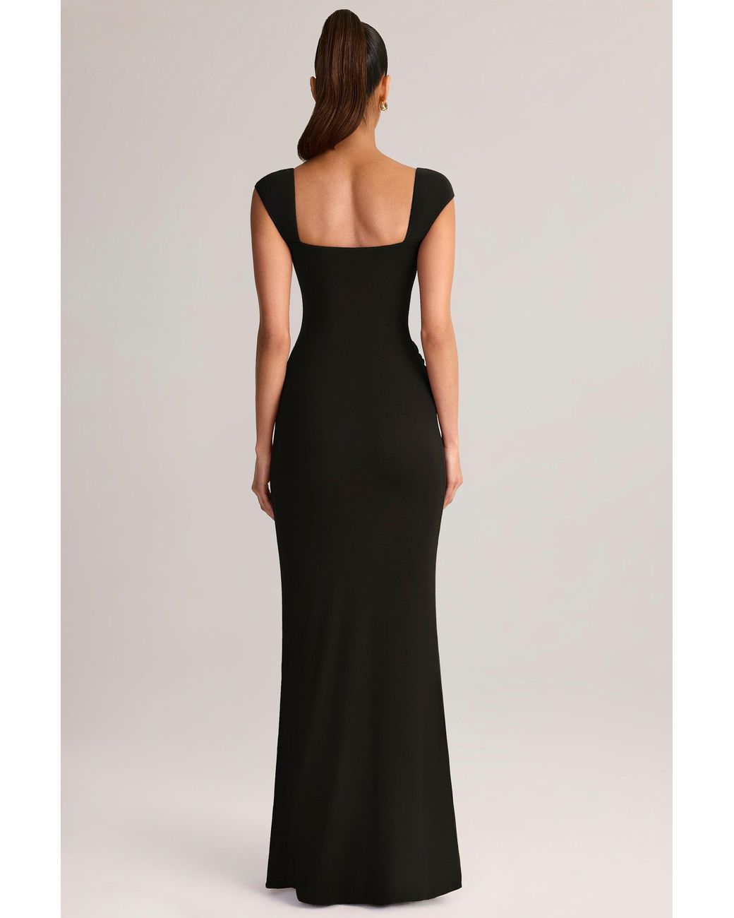 Oh Polly Black Modal Sweetheart-Neck Cowl-Waist Maxi Dress