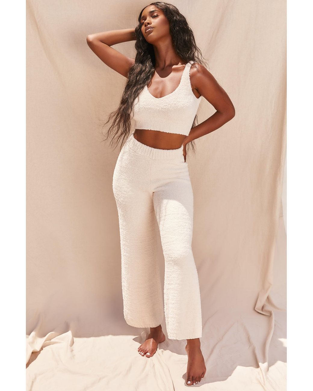 EBY White Cosy V Neck Tank Top