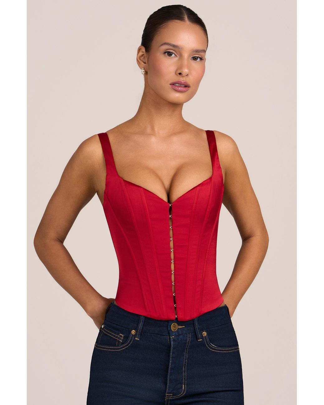 Oh Polly Red Satin Corset Top