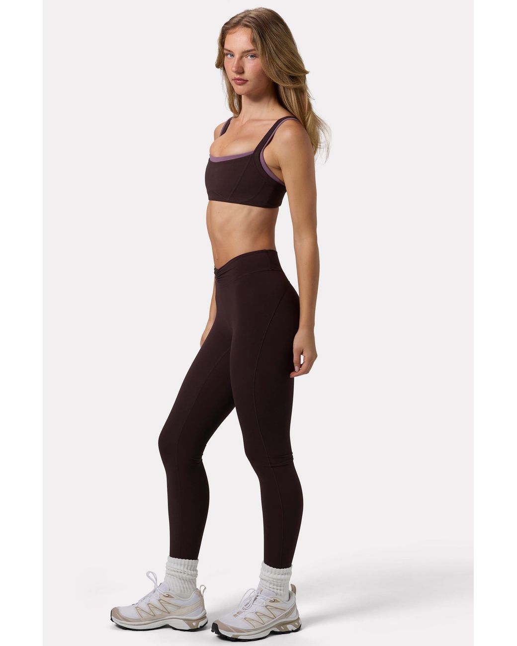 BO+TEE Brown Soft Active Ruched Leggings