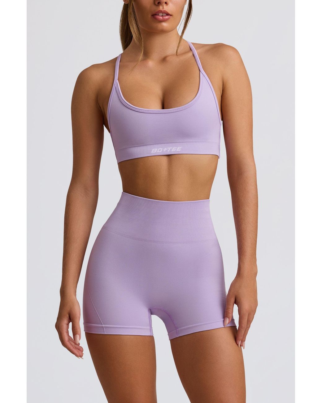 BO+TEE Purple Super Sculpt Seamless Mini Shorts