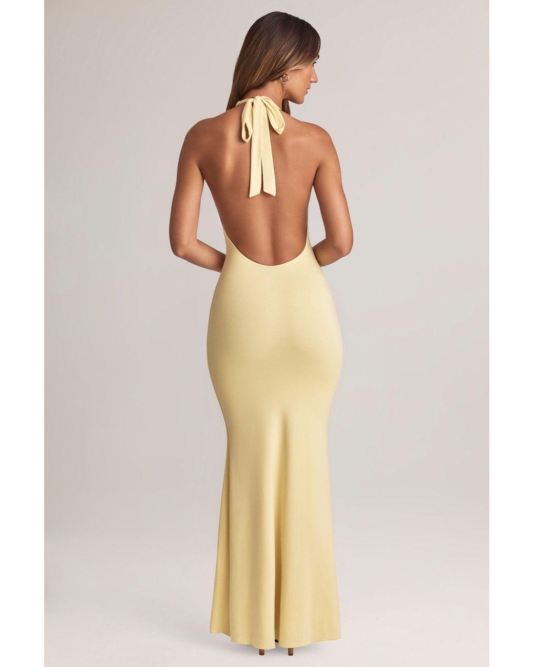 Oh Polly Natural Modal Halterneck Maxi Dress
