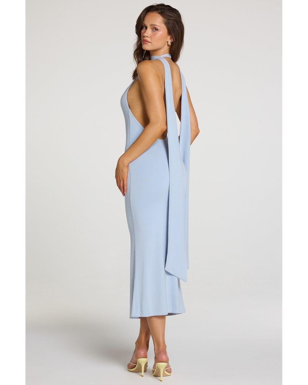 Oh Polly Blue Modal Halterneck Midaxi Dress