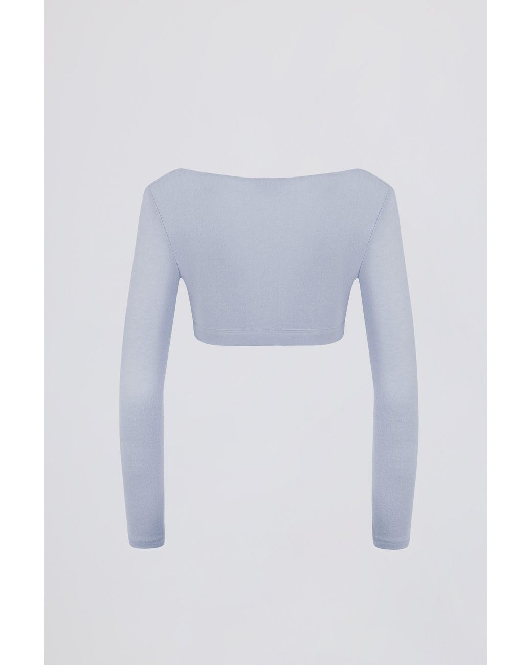 BO+TEE Blue Brushed Jersey V-Neck Crop Top