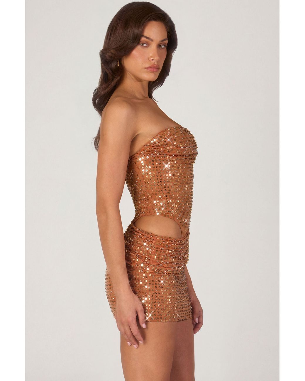 Oh Polly Multicolor Embellished Cut-Out Mini Dress