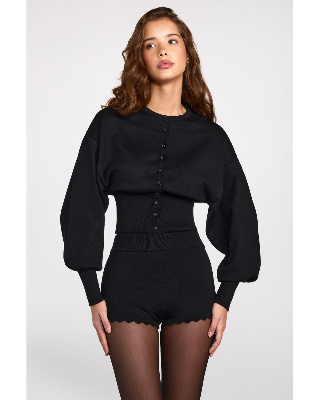 Oh Polly Black Knit Long-Sleeve Cardigan
