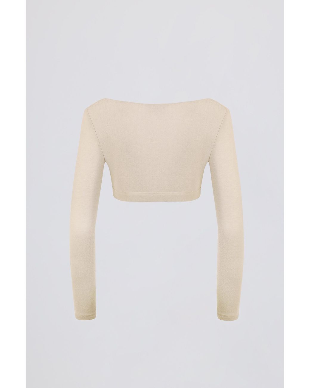 BO+TEE White Brushed Jersey V-Neck Crop Top