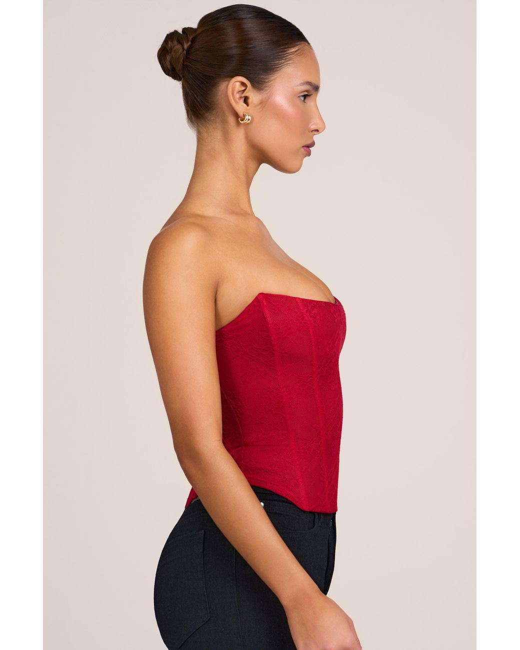 Oh Polly Red Lace Corset Top