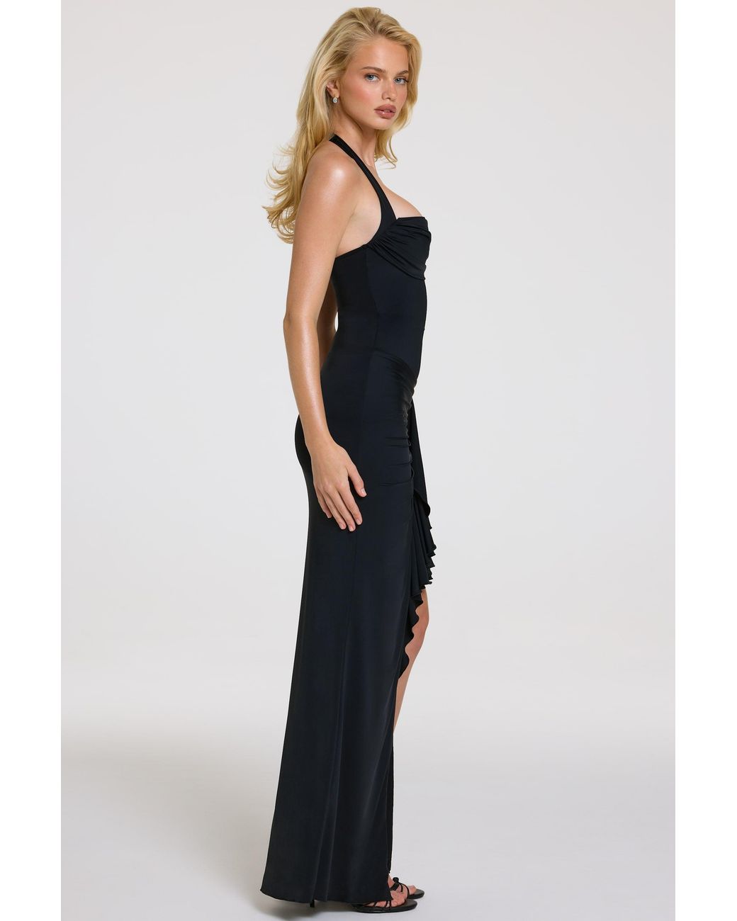 Oh Polly Black Halterneck Maxi Dress