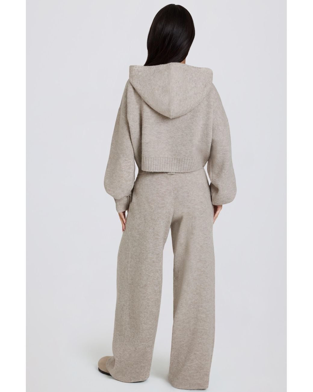BO+TEE Brown Knit Mid-Rise Wide-Leg Joggers