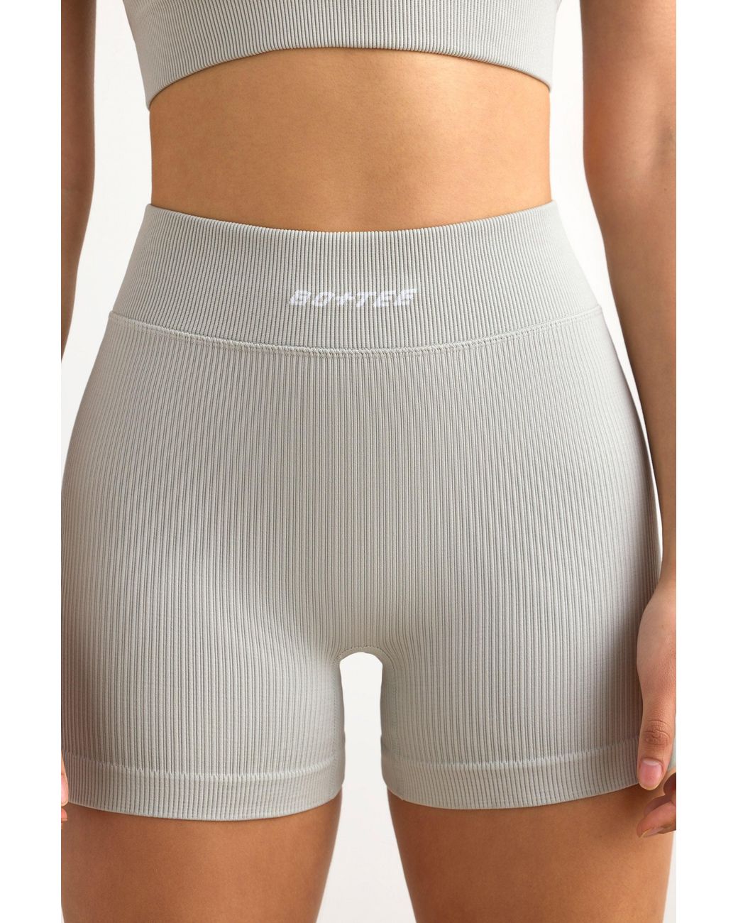 BO+TEE Gray Flexirib Mini Shorts
