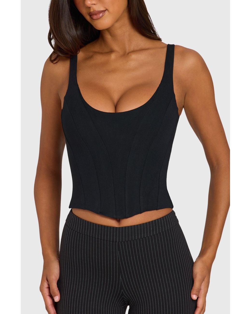 Oh Polly Black Ponte Corset Top