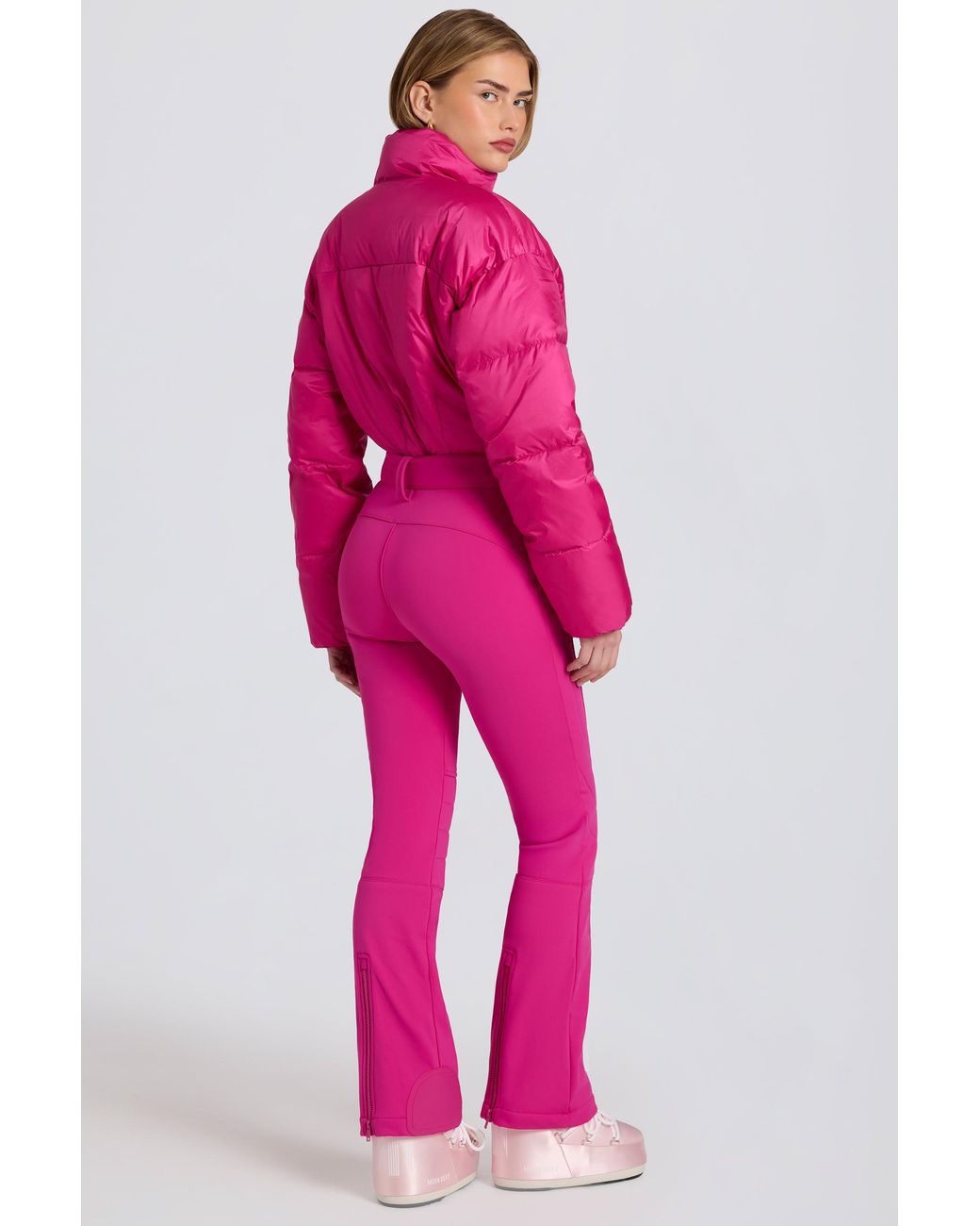BO+TEE Pink Waterproof Padded Belted Ski Suit