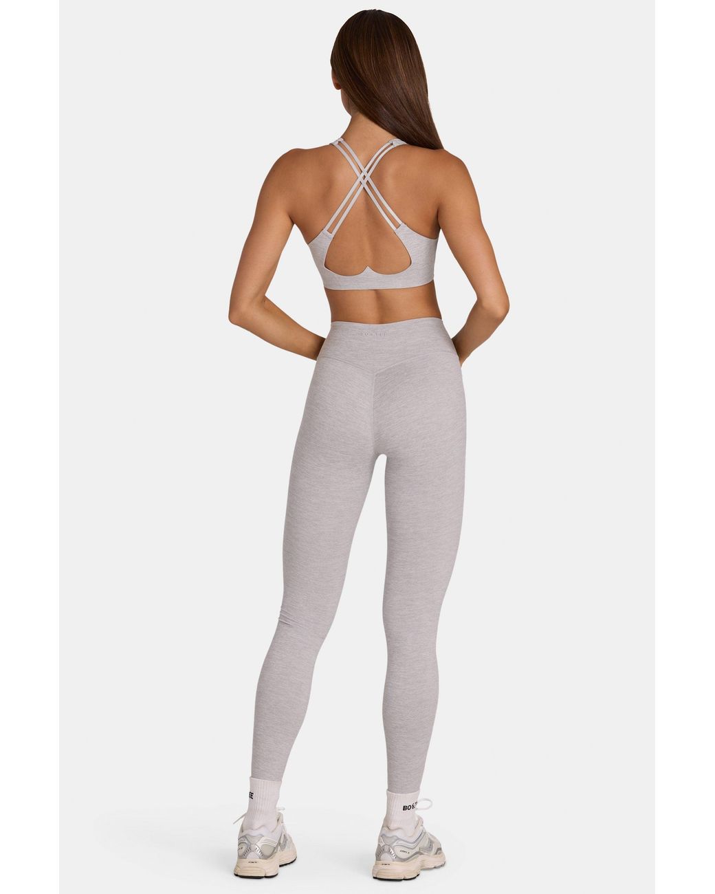 BO+TEE Gray Soft Active Full-Length Leggings