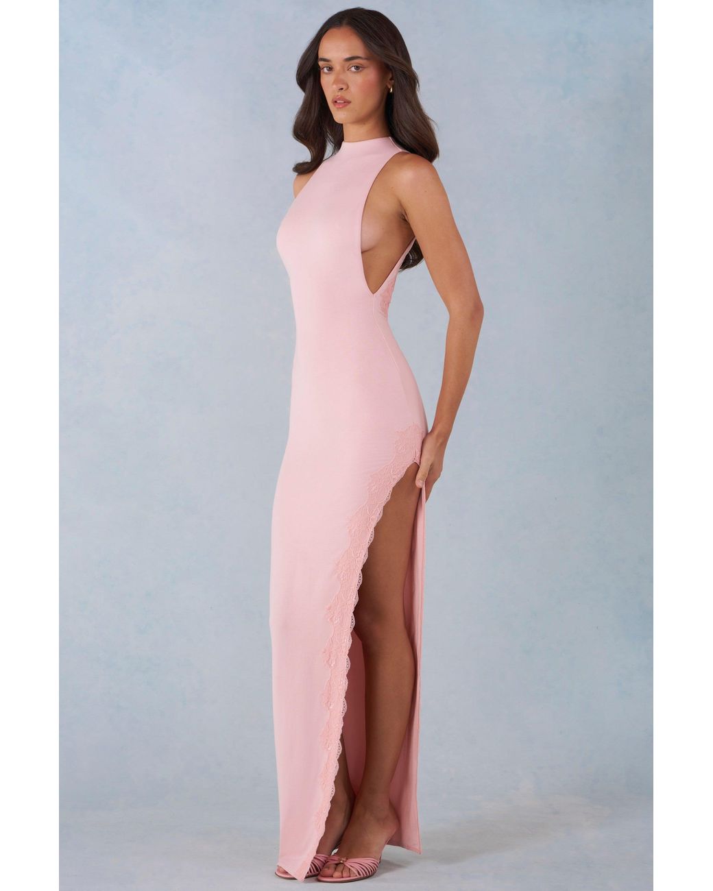 Oh Polly Pink Modal Halterneck Maxi Dress